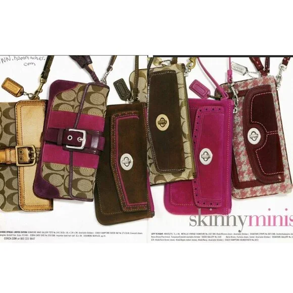 NEW, Vintage Coach Hamptons Houndstooth Skinny Turnlock Wristlet - Picture 15 of 16